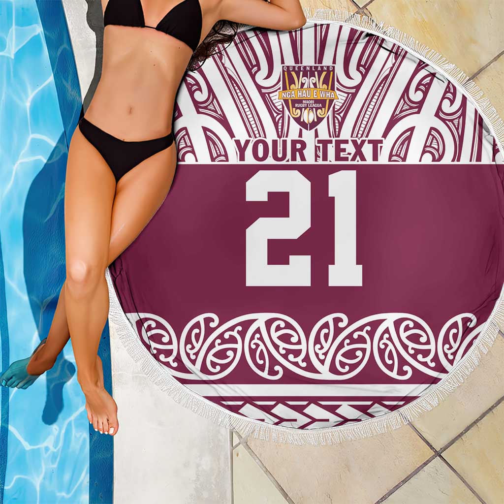 Queensland Maori Nga Hau E Wha Custom Beach Blanket Polynesian Maori Tribal Pattern