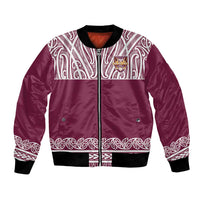 Queensland Maori Nga Hau E Wha Custom Bomber Jacket Polynesian Maori Tribal Pattern LT9 Unisex Maroon - Polynesian Pride