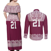 Queensland Maori Nga Hau E Wha Custom Couples Matching Off Shoulder Maxi Dress and Long Sleeve Button Shirt Polynesian Maori Tribal Pattern