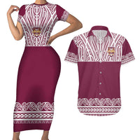 Queensland Maori Nga Hau E Wha Custom Couples Matching Short Sleeve Bodycon Dress and Hawaiian Shirt Polynesian Maori Tribal Pattern