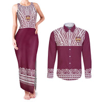 Queensland Maori Nga Hau E Wha Custom Couples Matching Tank Maxi Dress and Long Sleeve Button Shirt Polynesian Maori Tribal Pattern