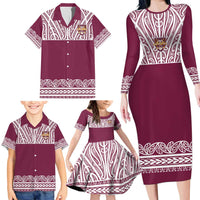 Queensland Maori Nga Hau E Wha Custom Family Matching Long Sleeve Bodycon Dress and Hawaiian Shirt Polynesian Maori Tribal Pattern
