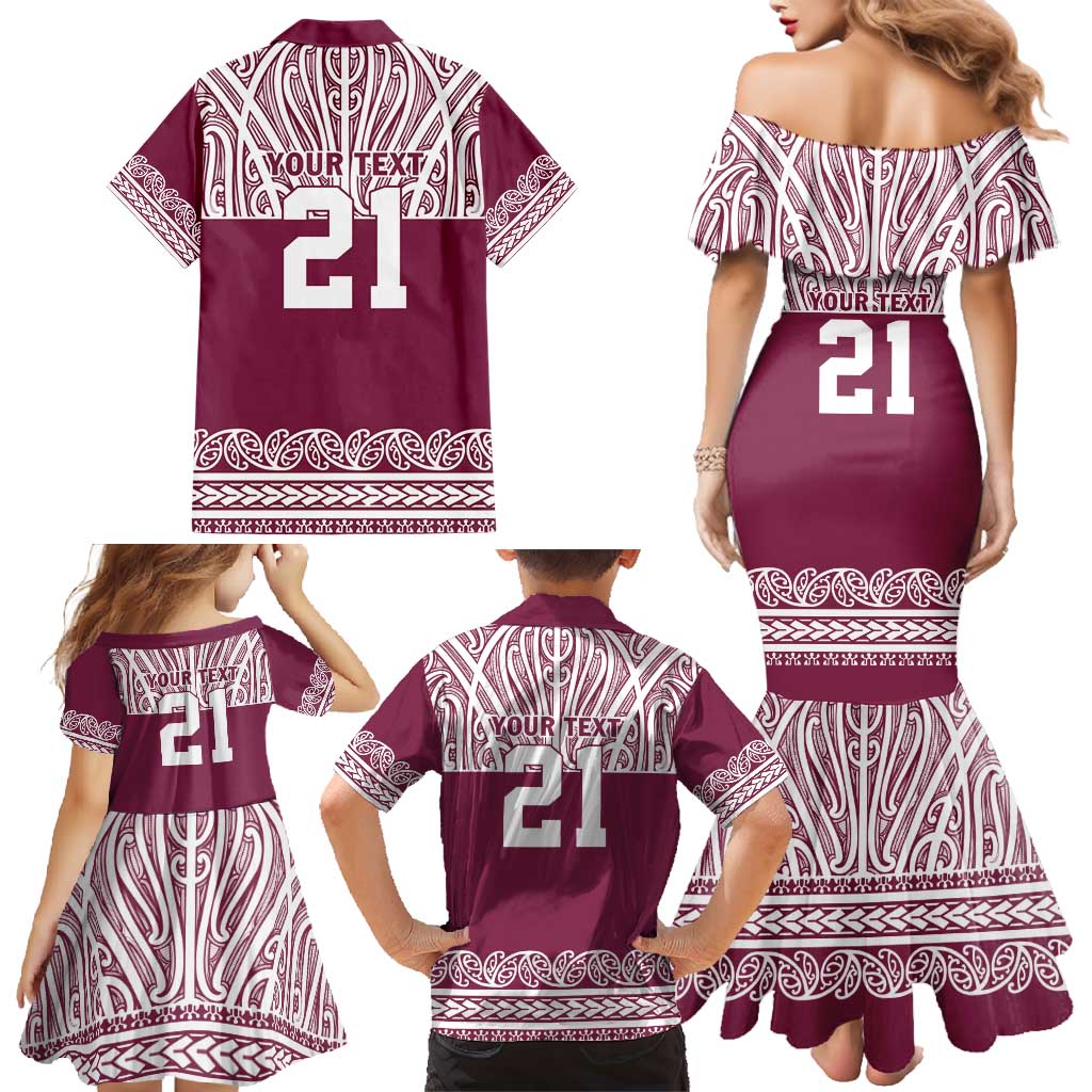 Queensland Maori Nga Hau E Wha Custom Family Matching Mermaid Dress and Hawaiian Shirt Polynesian Maori Tribal Pattern