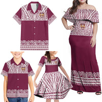 Queensland Maori Nga Hau E Wha Custom Family Matching Off Shoulder Maxi Dress and Hawaiian Shirt Polynesian Maori Tribal Pattern