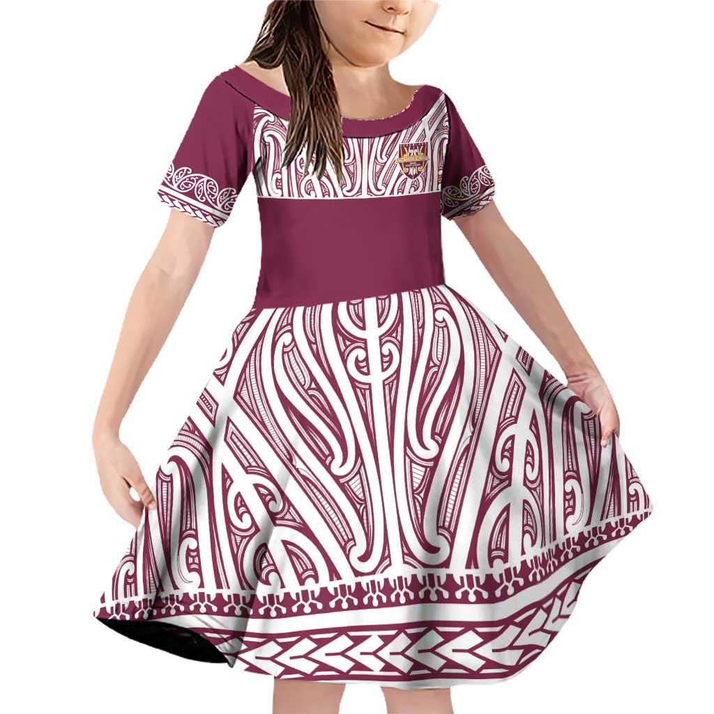 Queensland Maori Nga Hau E Wha Custom Family Matching Off Shoulder Short Dress and Hawaiian Shirt Polynesian Maori Tribal Pattern