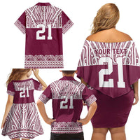 Queensland Maori Nga Hau E Wha Custom Family Matching Off Shoulder Short Dress and Hawaiian Shirt Polynesian Maori Tribal Pattern