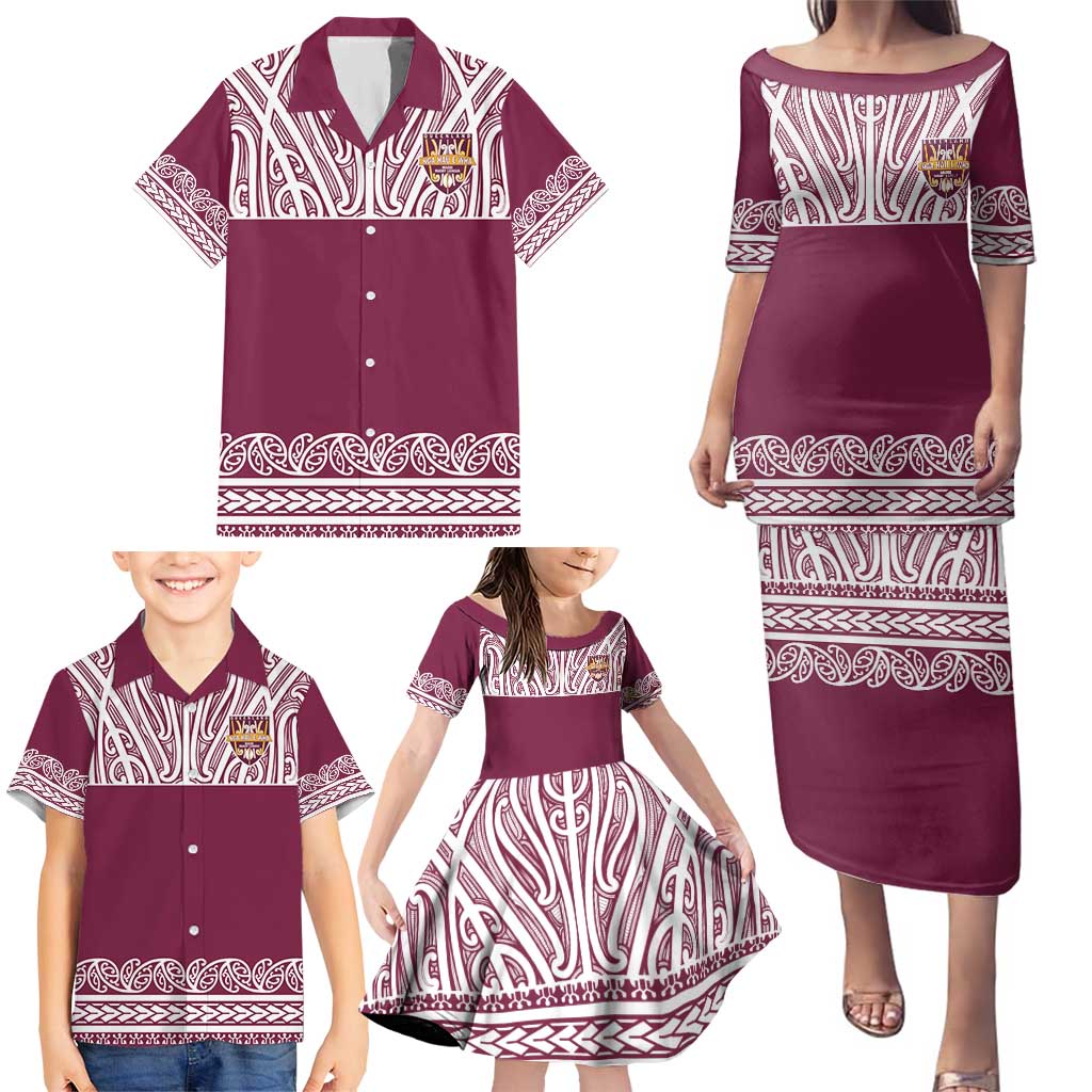 Queensland Maori Nga Hau E Wha Custom Family Matching Puletasi and Hawaiian Shirt Polynesian Maori Tribal Pattern