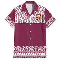 Queensland Maori Nga Hau E Wha Custom Family Matching Summer Maxi Dress and Hawaiian Shirt Polynesian Maori Tribal Pattern LT9 Dad's Shirt - Short Sleeve Maroon - Polynesian Pride