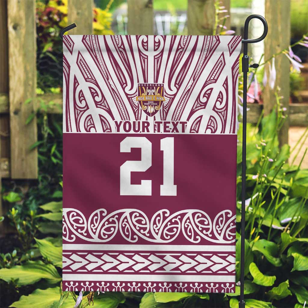 Queensland Maori Nga Hau E Wha Custom Garden Flag Polynesian Maori Tribal Pattern LT9 Garden Flag Maroon - Polynesian Pride