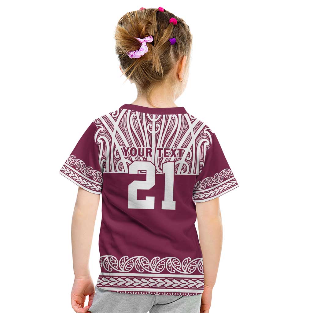 Queensland Maori Nga Hau E Wha Custom Kid T Shirt Polynesian Maori Tribal Pattern