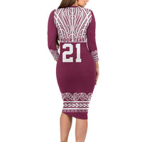 Queensland Maori Nga Hau E Wha Custom Long Sleeve Bodycon Dress Polynesian Maori Tribal Pattern
