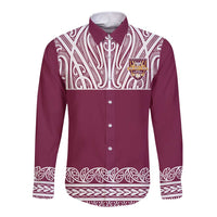 Queensland Maori Nga Hau E Wha Custom Long Sleeve Button Shirt Polynesian Maori Tribal Pattern