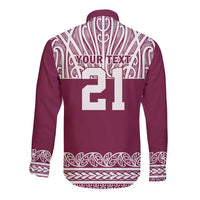 Queensland Maori Nga Hau E Wha Custom Long Sleeve Button Shirt Polynesian Maori Tribal Pattern