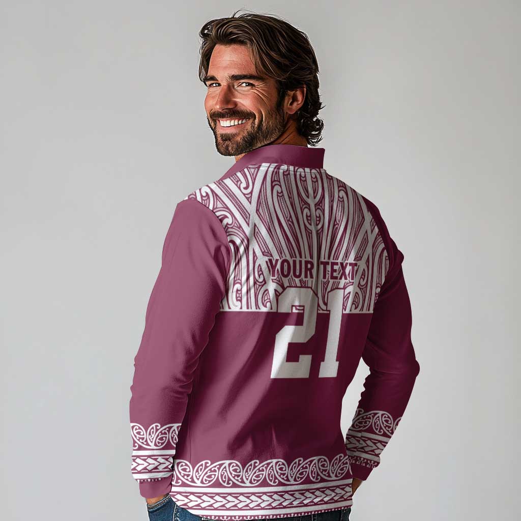 Queensland Maori Nga Hau E Wha Custom Long Sleeve Polo Shirt Polynesian Maori Tribal Pattern LT9 - Polynesian Pride