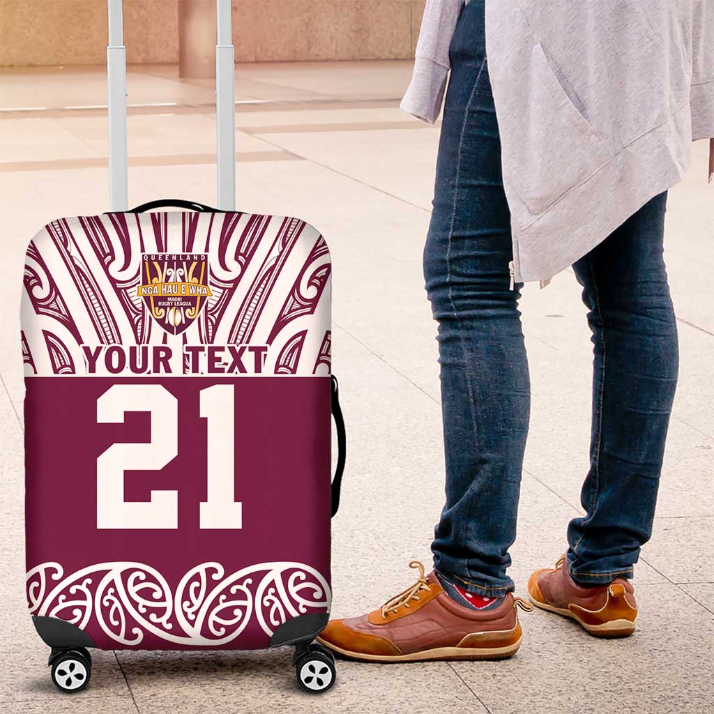 Queensland Maori Nga Hau E Wha Custom Luggage Cover Polynesian Maori Tribal Pattern LT9 Maroon - Polynesian Pride