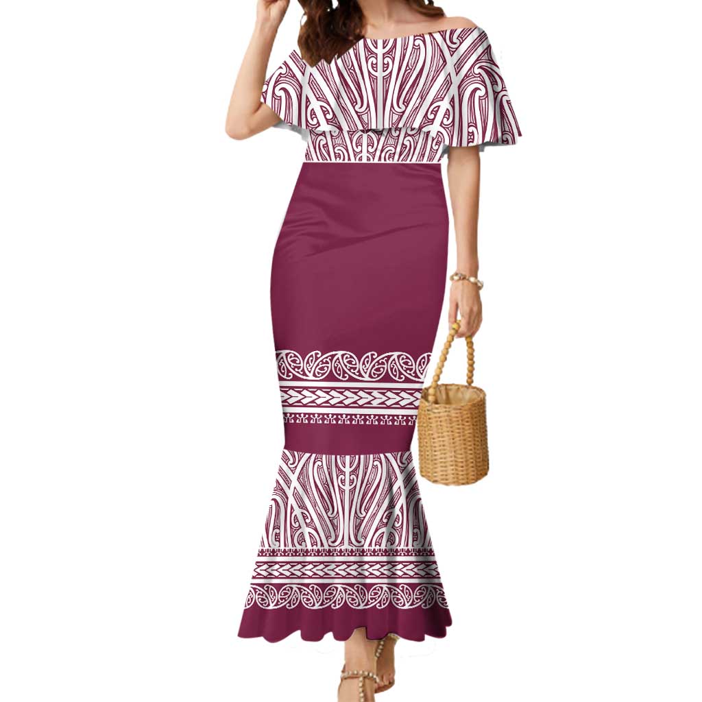 Queensland Maori Nga Hau E Wha Custom Mermaid Dress Polynesian Maori Tribal Pattern
