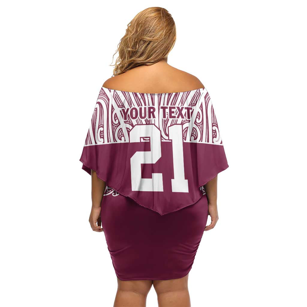 Queensland Maori Nga Hau E Wha Custom Off Shoulder Short Dress Polynesian Maori Tribal Pattern