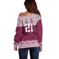 Queensland Maori Nga Hau E Wha Custom Off Shoulder Sweater Polynesian Maori Tribal Pattern