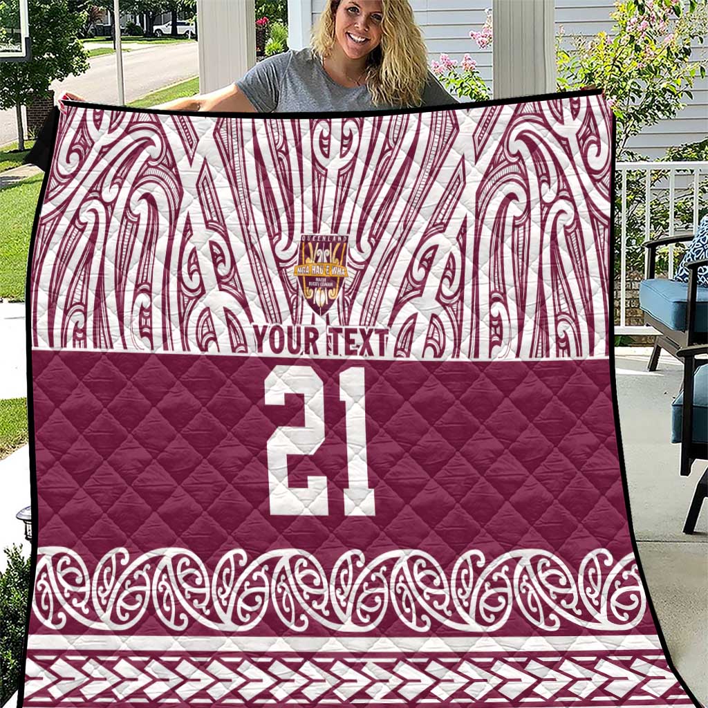 Queensland Maori Nga Hau E Wha Custom Quilt Polynesian Maori Tribal Pattern LT9 Maroon - Polynesian Pride