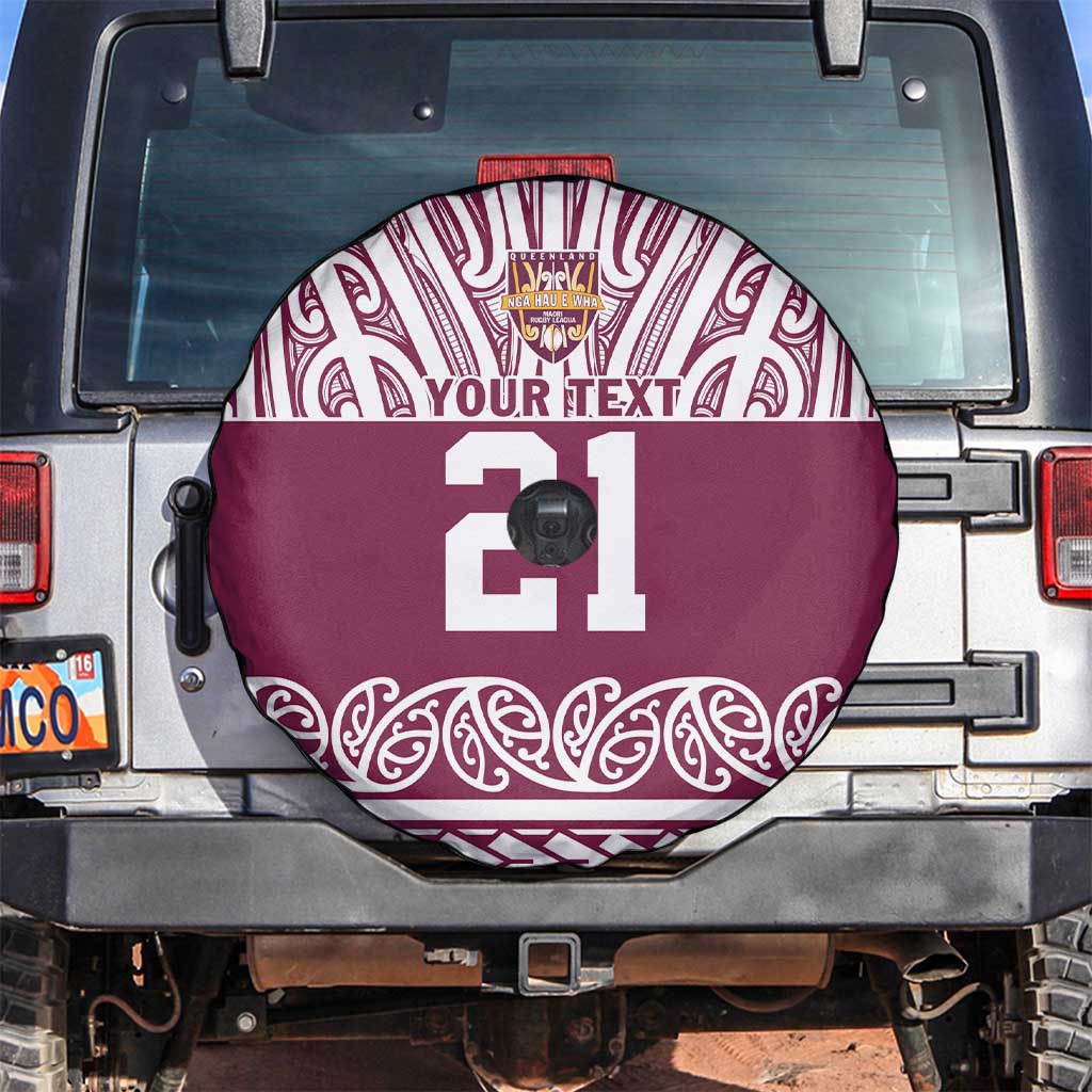 Queensland Maori Nga Hau E Wha Custom Spare Tire Cover Polynesian Maori Tribal Pattern LT9 Maroon - Polynesian Pride