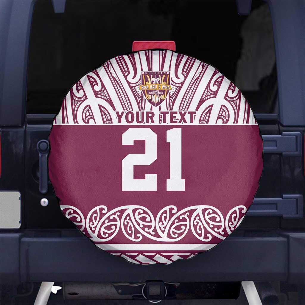 Queensland Maori Nga Hau E Wha Custom Spare Tire Cover Polynesian Maori Tribal Pattern