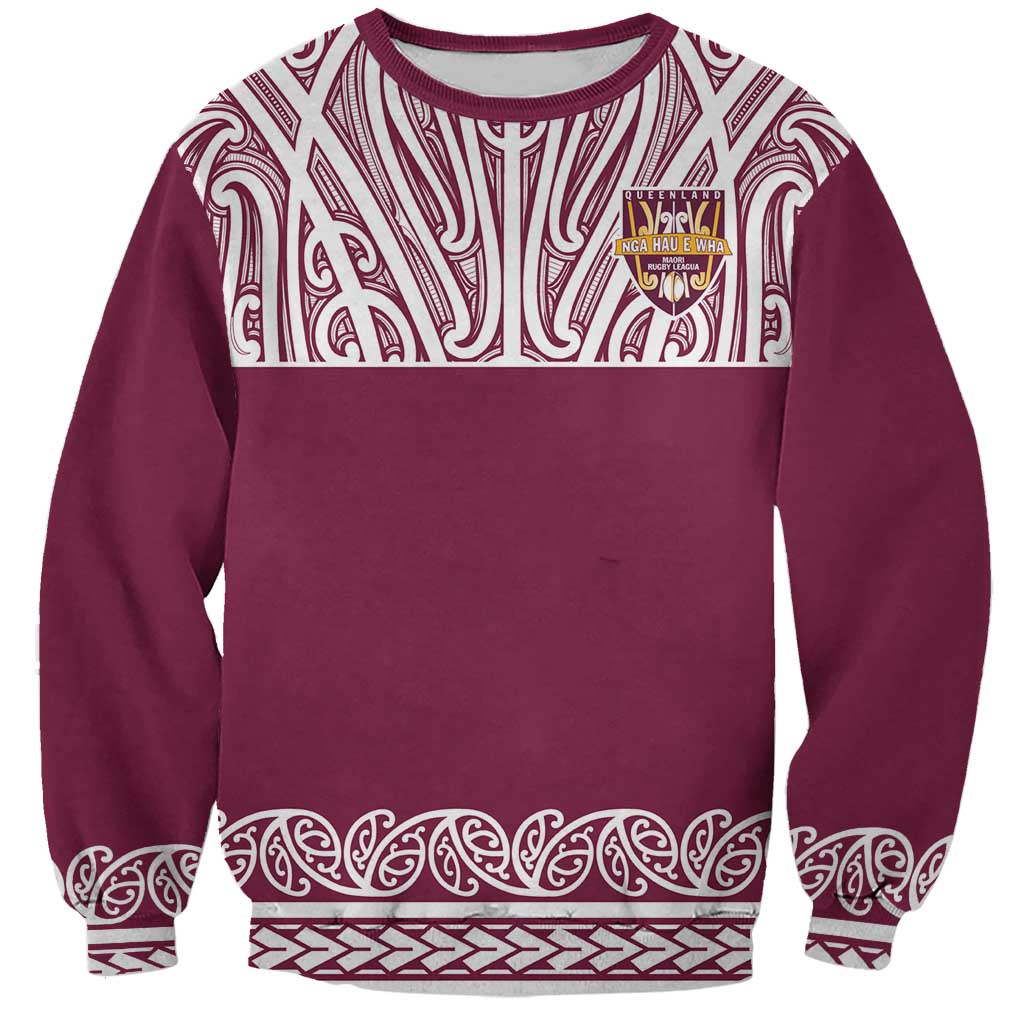 Queensland Maori Nga Hau E Wha Custom Sweatshirt Polynesian Maori Tribal Pattern