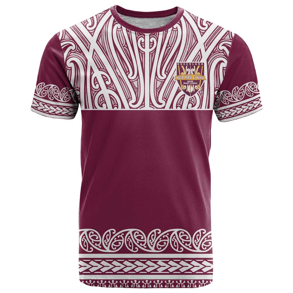 Queensland Maori Nga Hau E Wha Custom T Shirt Polynesian Maori Tribal Pattern