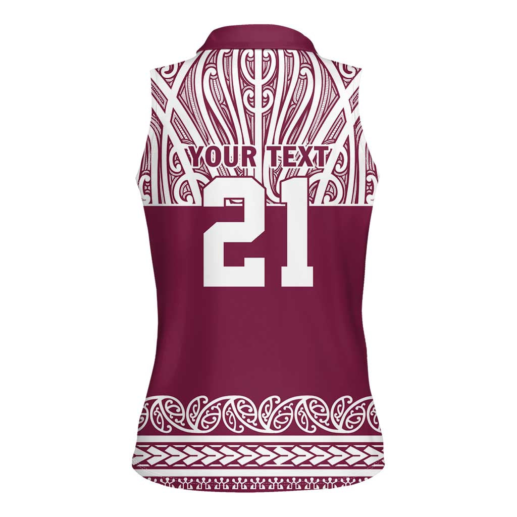 Queensland Maori Nga Hau E Wha Custom Women Sleeveless Polo Shirt Polynesian Maori Tribal Pattern