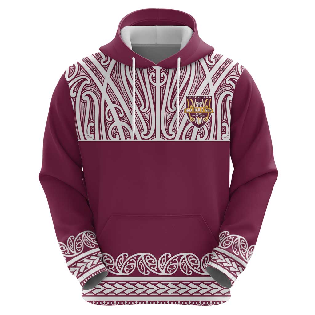 Queensland Maori Nga Hau E Wha Custom Zip Hoodie Polynesian Maori Tribal Pattern