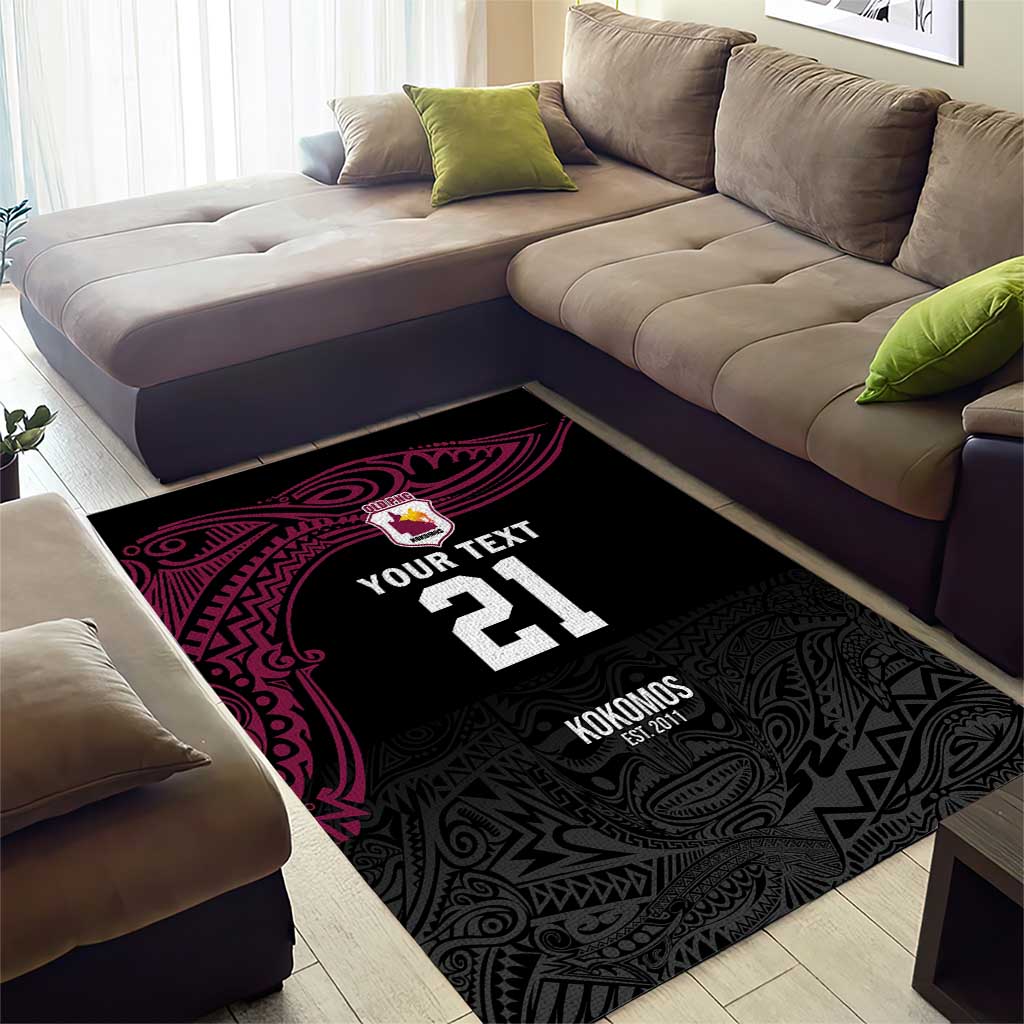 Queensland Papua New Guinea Custom Area Rug All Black Pacific PNG Tribal Style