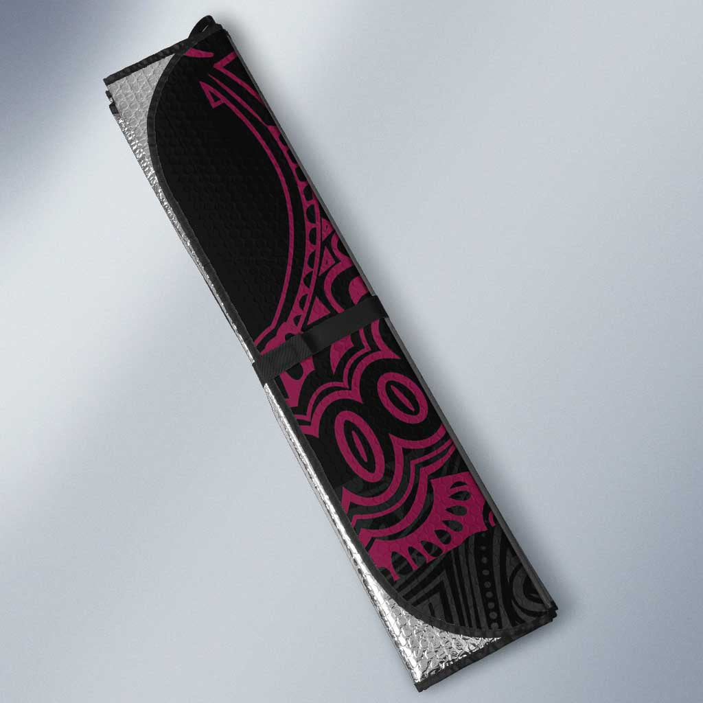 Queensland Papua New Guinea Custom Auto Sun Shade All Black Pacific PNG Tribal Style - Polynesian Pride