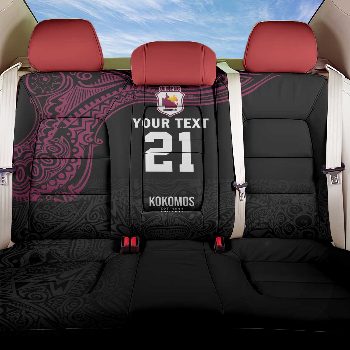 Queensland Papua New Guinea Custom Back Car Seat Cover All Black Pacific PNG Tribal Style