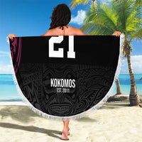 Queensland Papua New Guinea Custom Beach Blanket All Black Pacific PNG Tribal Style