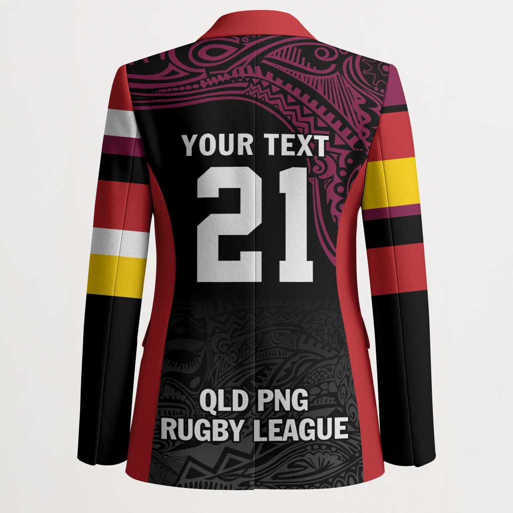 Queensland Papua New Guinea Custom Blazer All Black Pacific PNG Tribal Style - Polynesian Pride