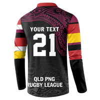 Queensland Papua New Guinea Custom Button Sweatshirt All Black Pacific PNG Tribal Style