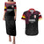 Queensland Papua New Guinea Custom Couples Matching Puletasi and Hawaiian Shirt All Black Pacific PNG Tribal Style