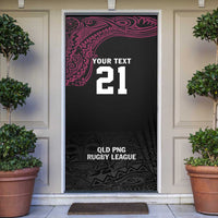 Queensland Papua New Guinea Custom Door Cover All Black Pacific PNG Tribal Style - Polynesian Pride