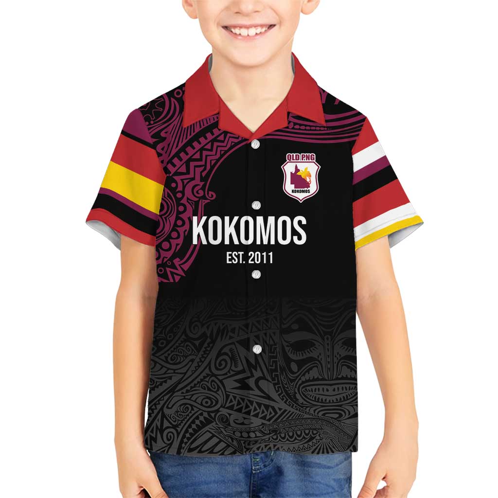 Queensland Papua New Guinea Custom Family Matching Long Sleeve Bodycon Dress and Hawaiian Shirt All Black Pacific PNG Tribal Style