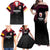 Queensland Papua New Guinea Custom Family Matching Off Shoulder Maxi Dress and Hawaiian Shirt All Black Pacific PNG Tribal Style