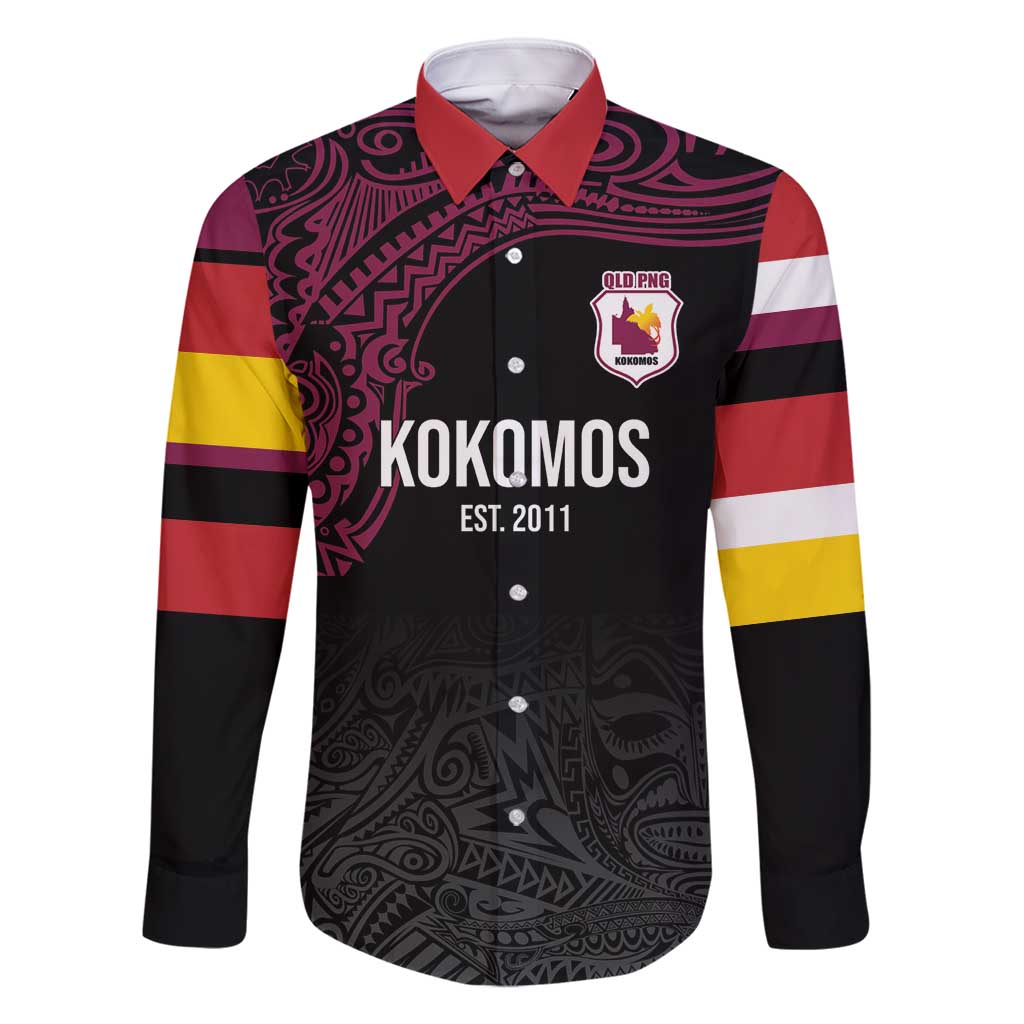 Queensland Papua New Guinea Custom Family Matching Off Shoulder Maxi Dress and Hawaiian Shirt All Black Pacific PNG Tribal Style