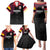 Queensland Papua New Guinea Custom Family Matching Puletasi and Hawaiian Shirt All Black Pacific PNG Tribal Style