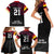 Queensland Papua New Guinea Custom Family Matching Short Sleeve Bodycon Dress and Hawaiian Shirt All Black Pacific PNG Tribal Style