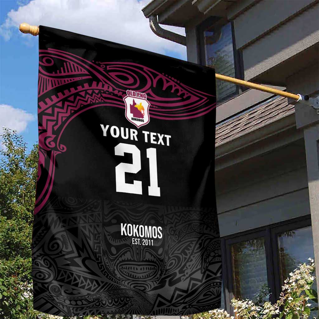 Queensland Papua New Guinea Custom Garden Flag All Black Pacific PNG Tribal Style