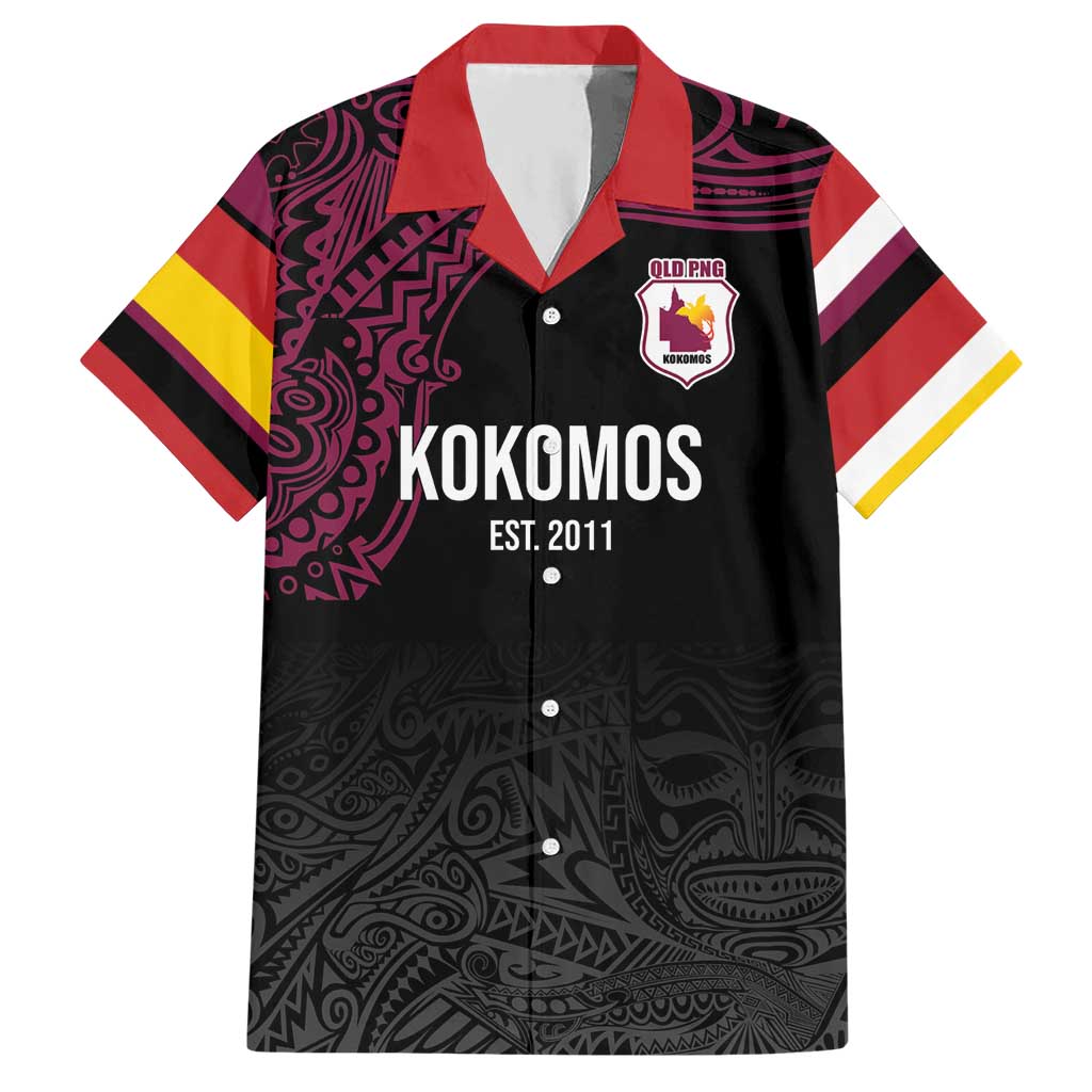 Queensland Papua New Guinea Custom Hawaiian Shirt All Black Pacific PNG Tribal Style