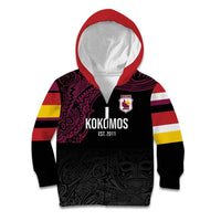 Queensland Papua New Guinea Custom Kid Hoodie All Black Pacific PNG Tribal Style