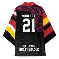 Queensland Papua New Guinea Custom Kimono All Black Pacific PNG Tribal Style - Polynesian Pride