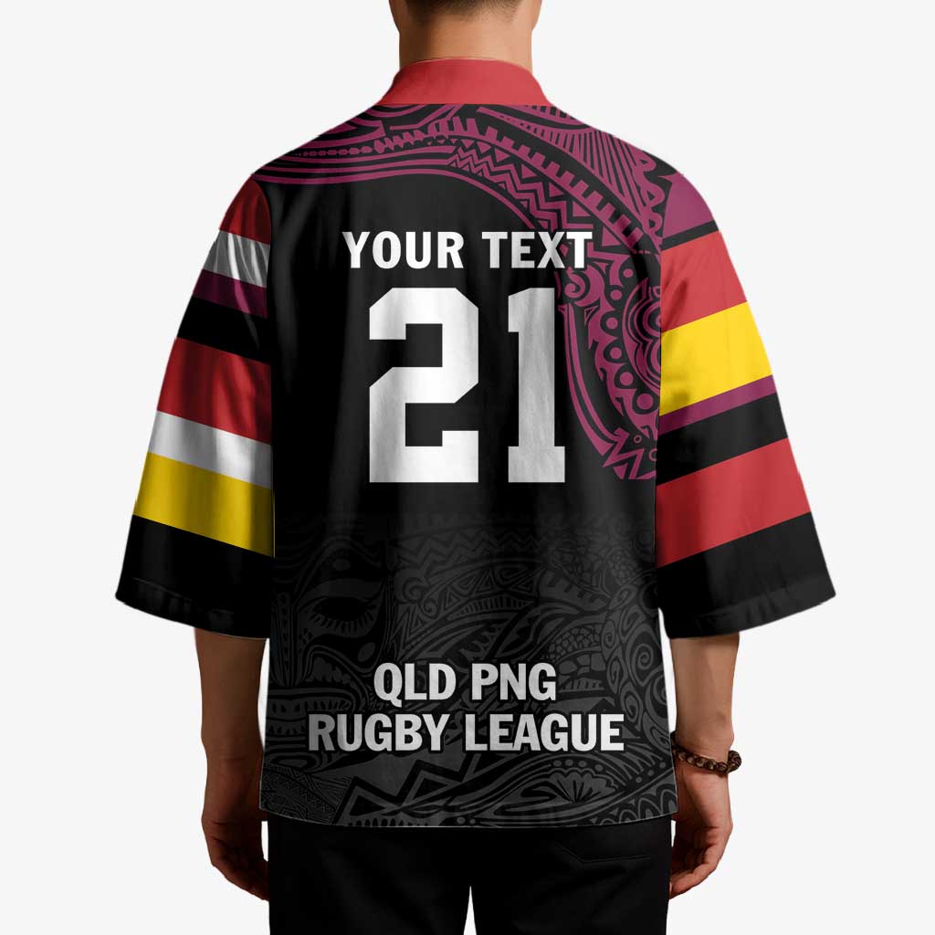 Queensland Papua New Guinea Custom Kimono All Black Pacific PNG Tribal Style - Polynesian Pride