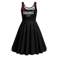 Queensland Papua New Guinea Custom Midi Dress All Black Pacific PNG Tribal Style - Polynesian Pride