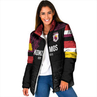Queensland Papua New Guinea Custom Padded Jacket All Black Pacific PNG Tribal Style LT9 Women Black - Polynesian Pride