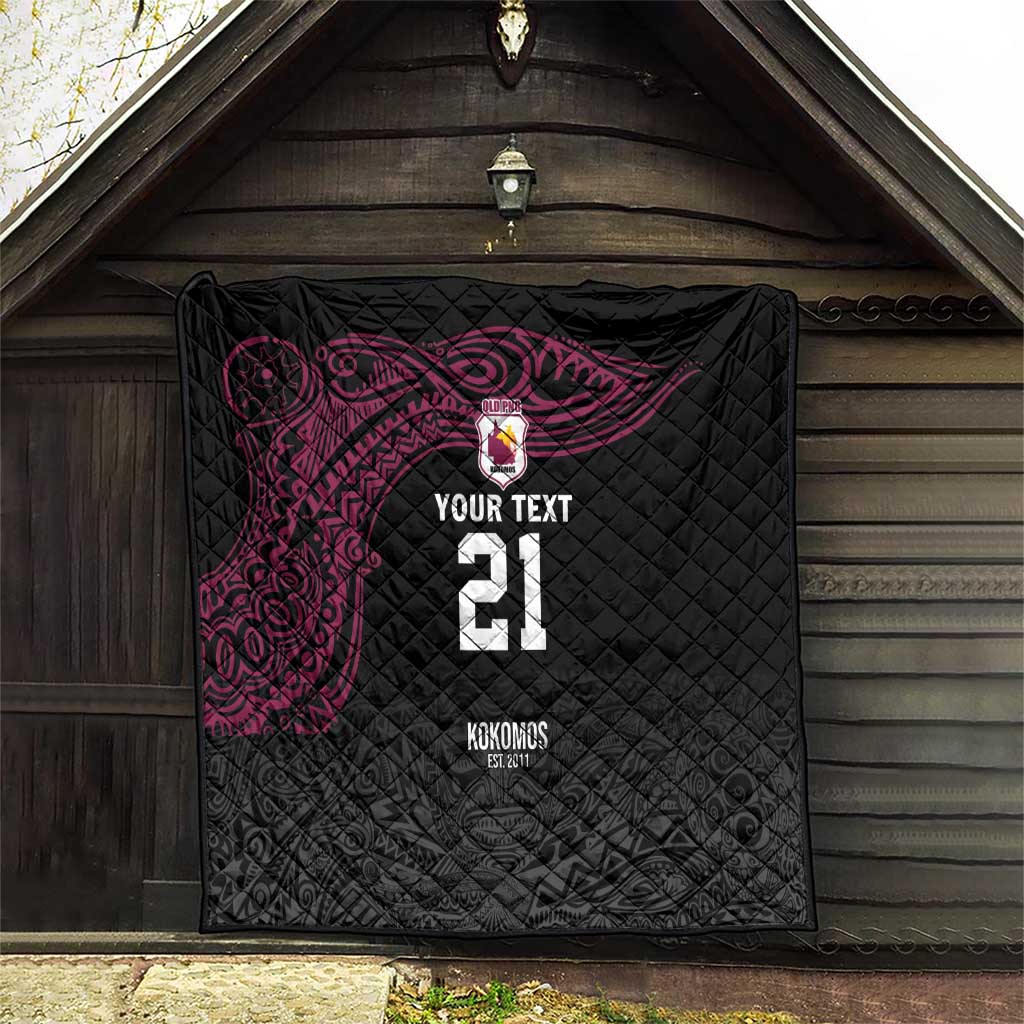 Queensland Papua New Guinea Custom Quilt All Black Pacific PNG Tribal Style